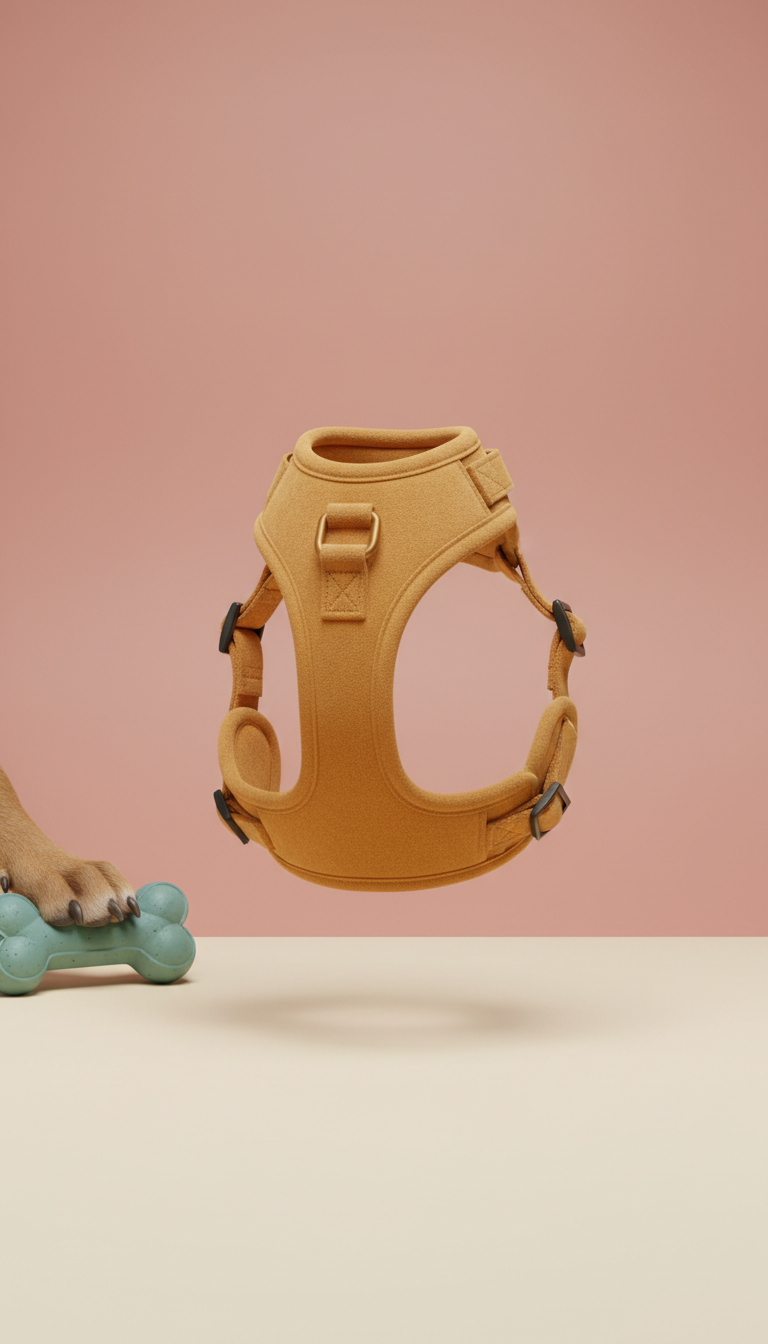 Harnais chien doux couleur miel