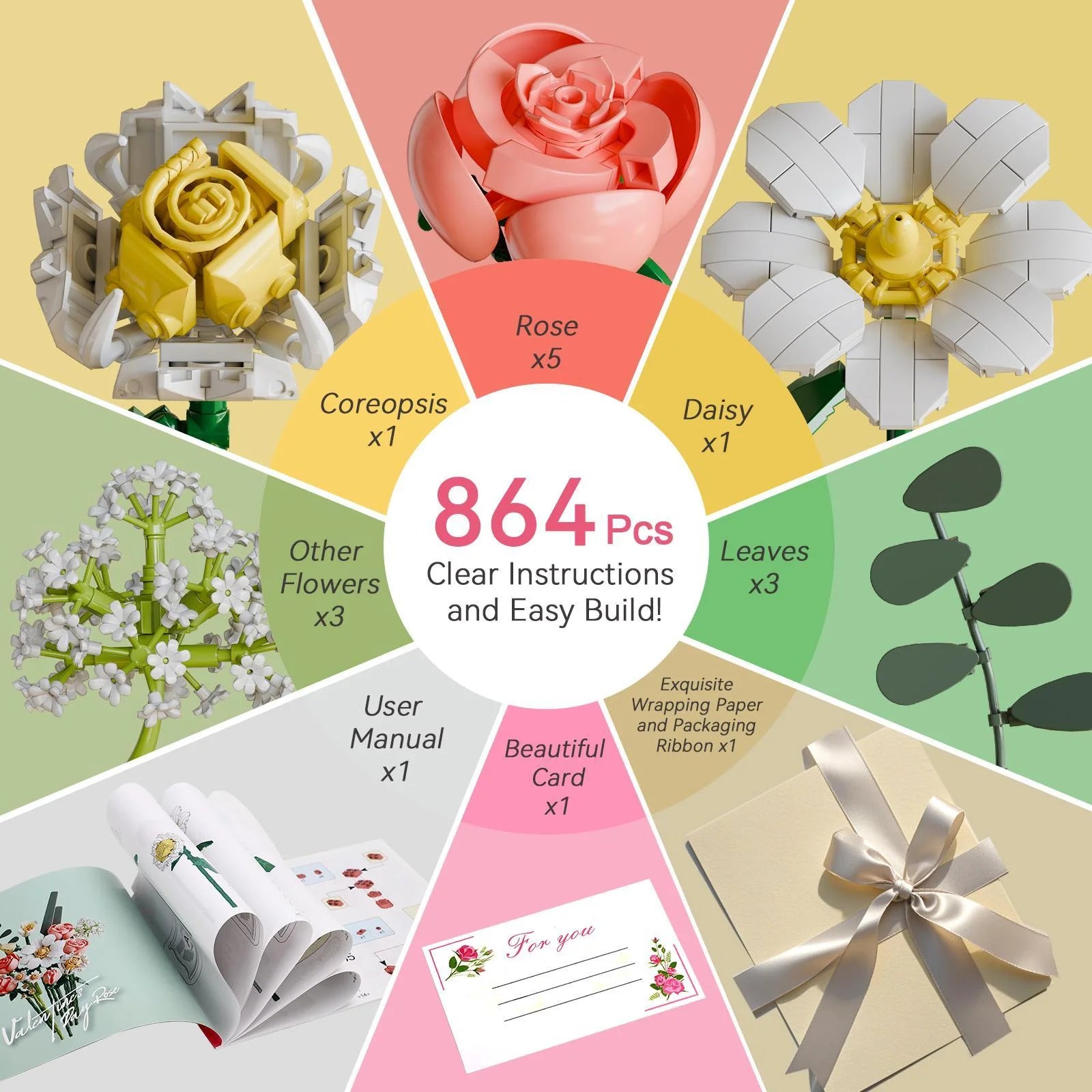 Bouquet de fleurs éternelles à construire